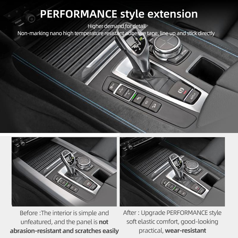 For BMW X5 F15 Made of Alcantara Car Interior Center Console Gear Shifter Side Trim Strip Performance Sticker Tuning Accessories