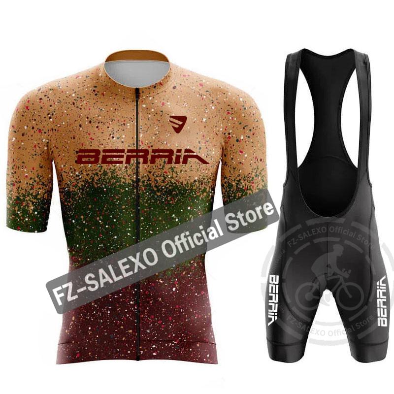 BERRIA Cycling Jersey Set 2024 Summer Men Star Point Cycling Clothing Short Bike Jersey Breathable Racing Sport Bicycle Jersey