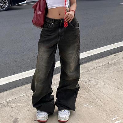 Y2K Street Baggy Jeans American Retro Fashion Loose Denim Pants Basic Grunge Low Waist Sweatpants Korean Women