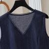 Women's Ramie V-Neck Ruffled Sleeveless Vest