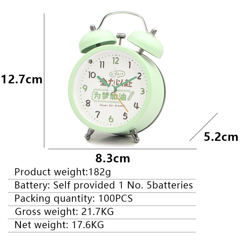 Cartoon alarm clock for children Bell alarm clock for learning Cartoon classic metal Mini small alarm clock Big sound