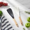 Food-Grade Silicone Spatula with Wooden Handle: Non-Stick, Heat-Resistant Cooking Utensil for Salads, Pans, Rice, and Ice Scooping