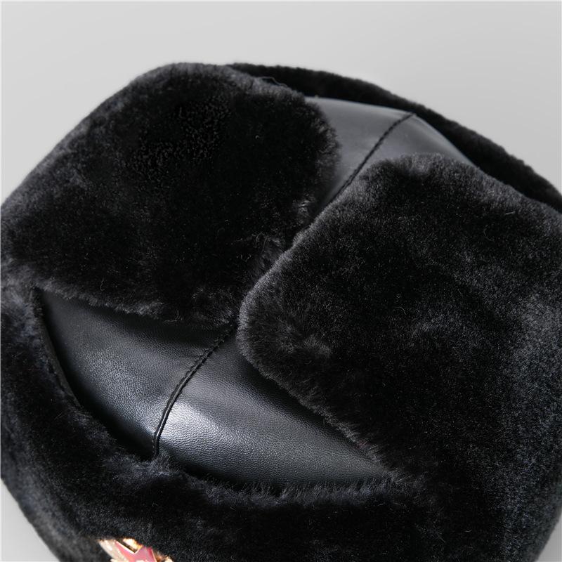 Winter Duty Cotton Hat, Black Velvet Security Lei Feng Hat, Northeast Windproof Warm Thickened Leather Hat, Cold-Resistant Cotton Hat