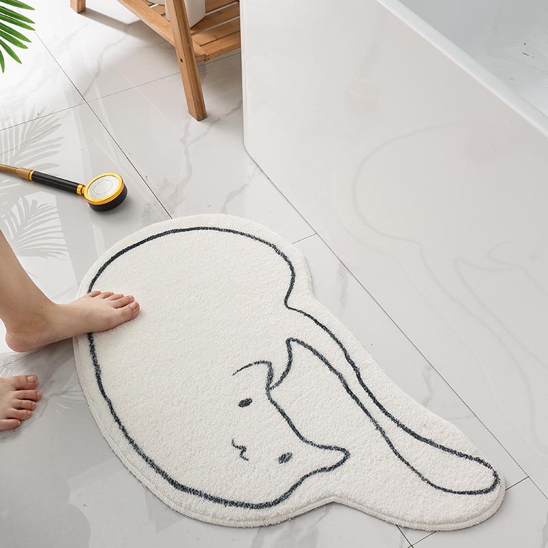Cute Cat Pattern Furry Mat Irregular Bedroom Rug Nonslip Baby Crawling Carpet Children's Room Decor Soft Floor Home Decoration