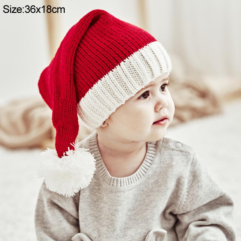 2025 Knitted Christmas Hat Cute Pompom Adult Child Soft Beanie Santa Cap New Year Party Kids Gift Navidad Natal Noel Decoration