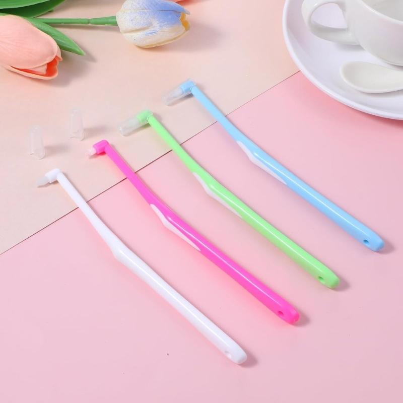 4Piece Single Tufts Toothbrush Set Gentle Dental Cleaning for Sensitive Gums and Dental Appliances