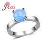 High-End Real 925 Sterling Silver Round Opal Stone Rings Smooth Band Fashion Rings Jewelry For Women Engagement Wholesale
