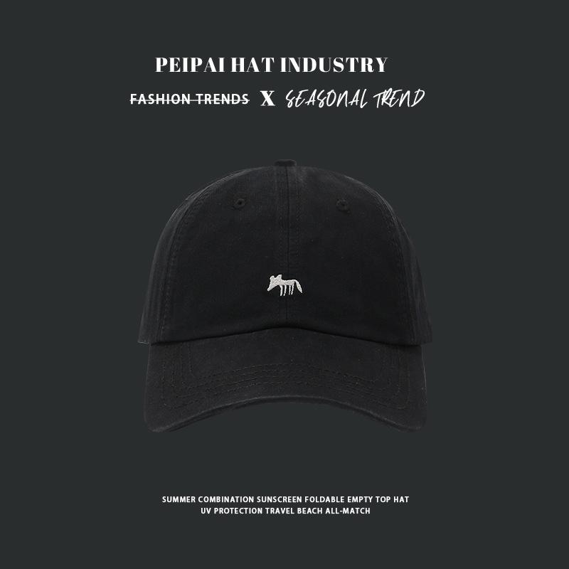 Little Fox Grape Purple Baseball Cap Women's Embroidery Cute Wide Brim Sun Hat Men's and Women's Same Face Small Cap