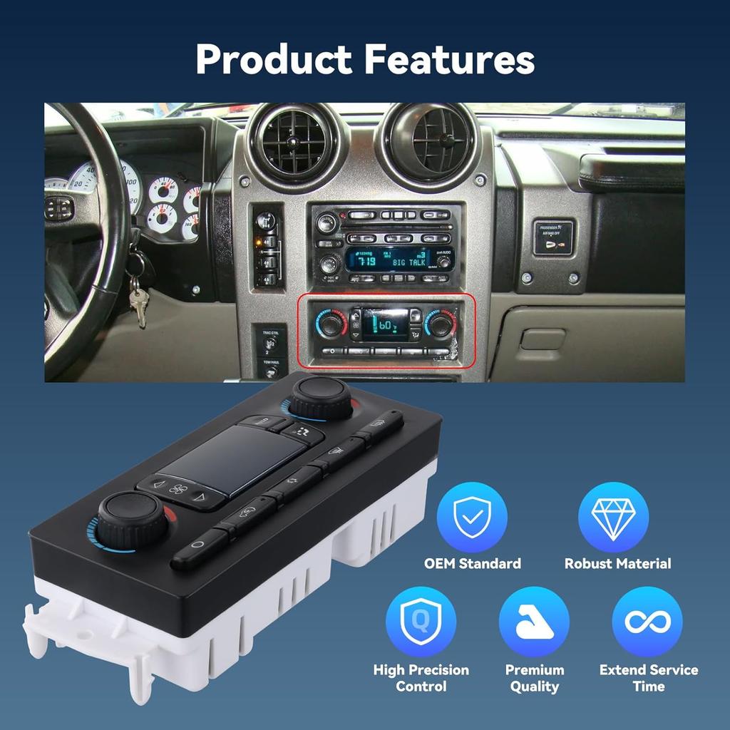 599-211XD A/C Heater Climate Control Module Panel Switch for 02-09 Chevy Silverado Suburban Tahoe Trailblazer Avalanche GMC Sierra Yukon Envoy