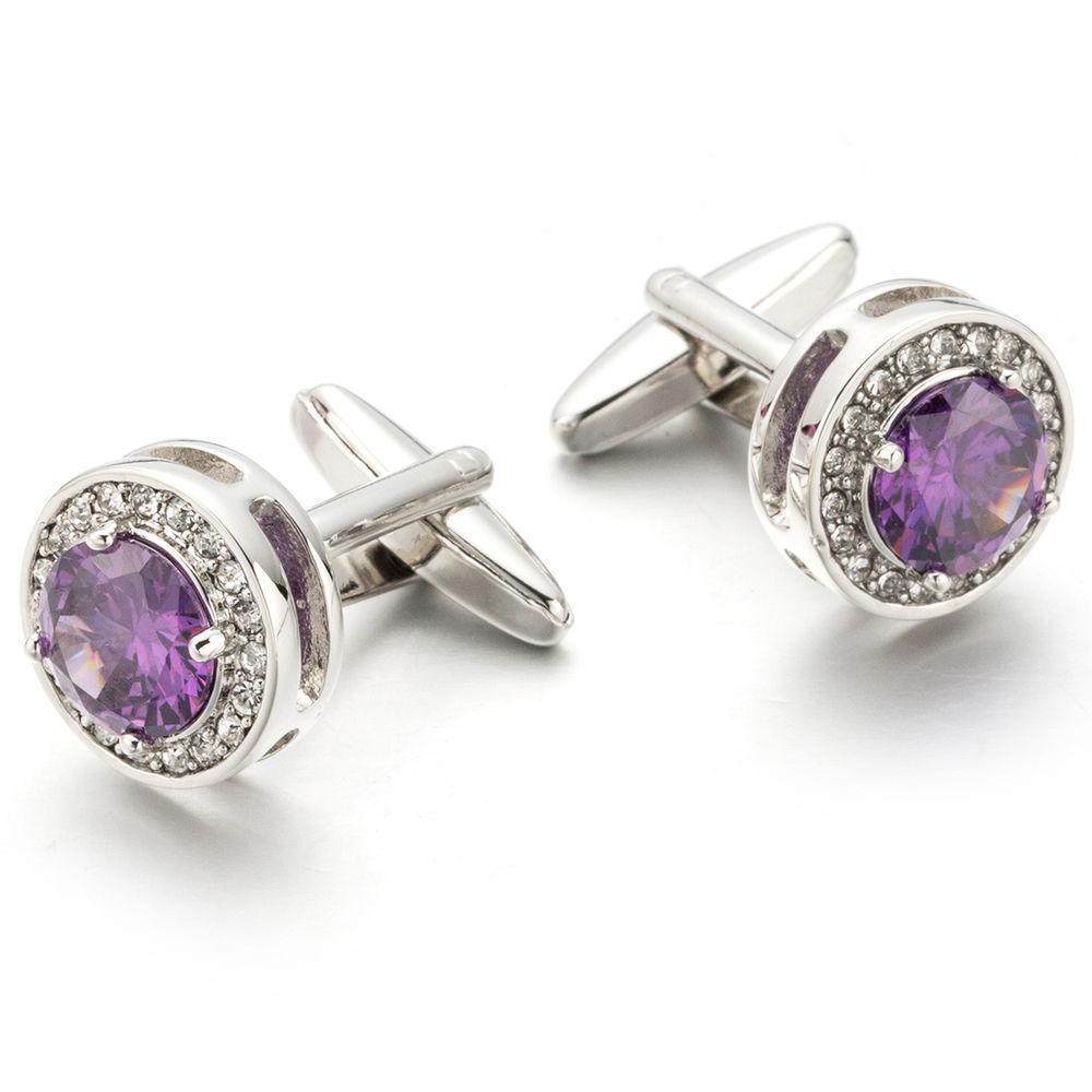 Neue französische Hemdmanschettenknöpfe, Amethyst-Ärmel, Diamant-Manschetten, Knöpfe Manschettenknopf 715