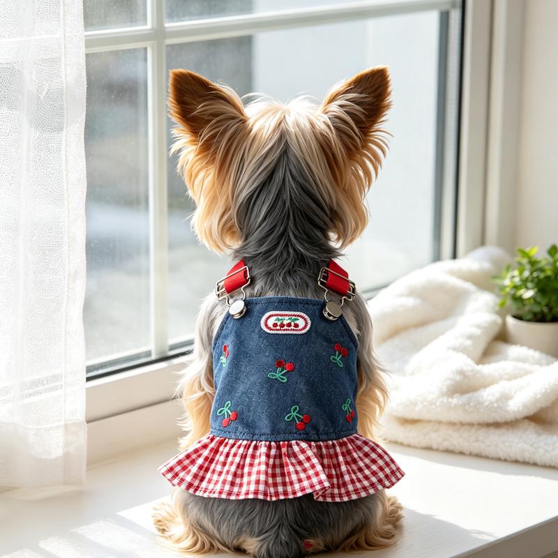 Denim Princess Female Pet Dress Harness Vest Dog And Cat Autumn Costume Outfit XS XL Puppy Animal Small Breeds One Piece Apparel