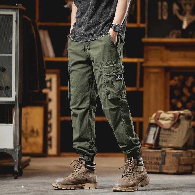 Spring New Style Loose Foot Loose Outdoor Casual Solid Color Pants American Retro Motorcycle Work Pants Men