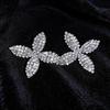 European & American Luxury Rhinestone Clover Stud Earrings - Elegant Silver Needle Design for Women