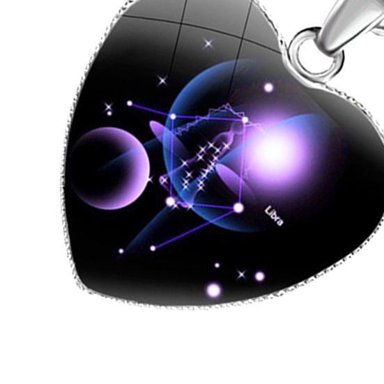 Love Heart Necklace Fashion Charming Glass 12 Zodiac Constellations Sign Pendant for Women