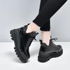 Platform shoes women's 2025 autumn and winter new black cow patent leather foreign style muffin heel casual deep mouth women's boots short boots