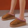 Nye varme pels ankelstøvletter Dame Flats Plattform Tøfler Plysj Flip Flops Vinter bomullssko for kvinner Merkedesign Snow Botas