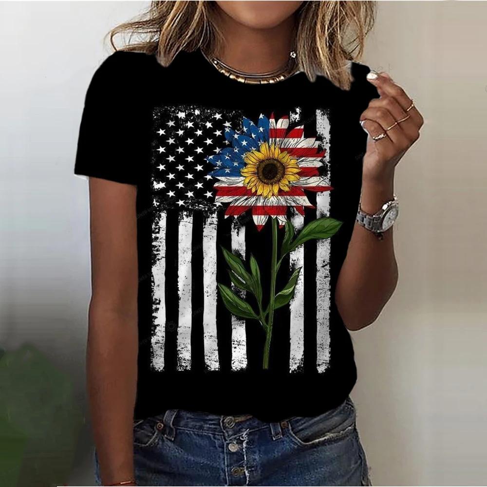 Летняя женская футболка повседневная кавайная Подсолнух Кот 3D принт женская дышащая — фото 5