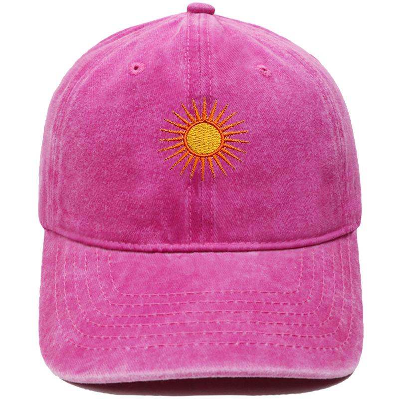 Radiant sun embroidery soft top retro dad hat bohemian outdoor outing men's and women's sunshade cap