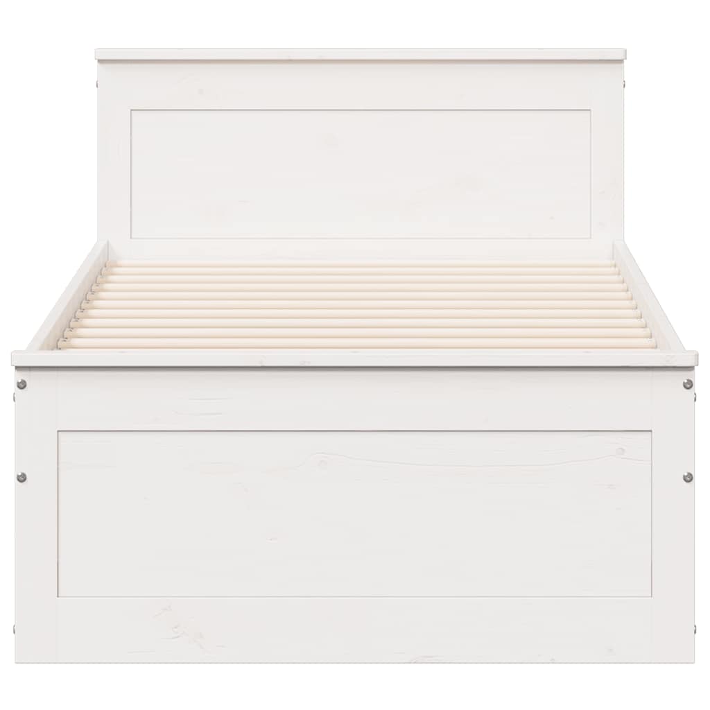 Solid Wood Bed Without Mattress with Headboard White 75 X 190 Cm