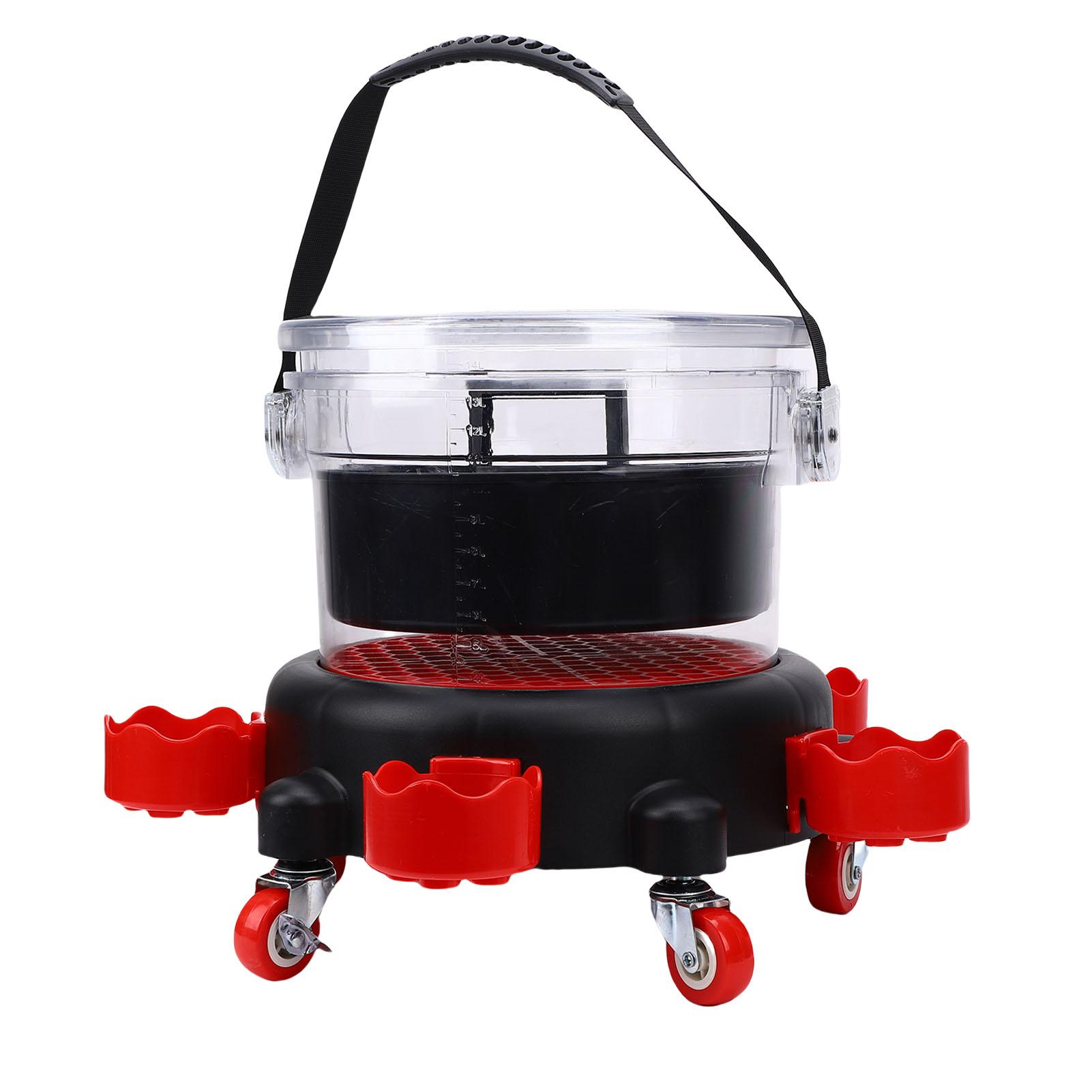 Ведро для мойки автомобиля 15 л Ведро на колесиках для мытья автомобиля с 5 колесиками Фильтр Надежная герметичная крышка