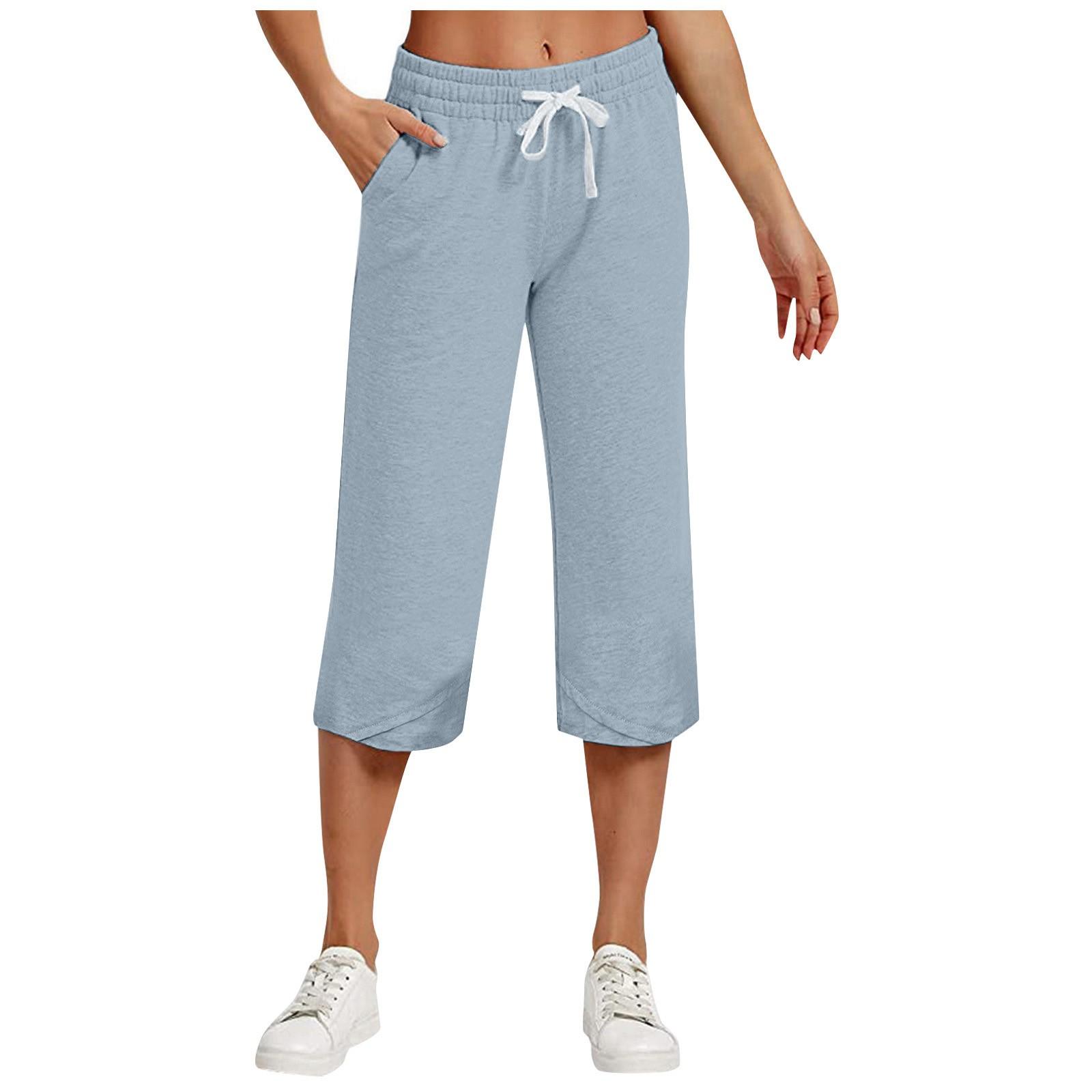 

Summer Women s Wide Leg Pants Irregular Pants Legs Casual Linen Drawstring Women s Capris With Pockets S