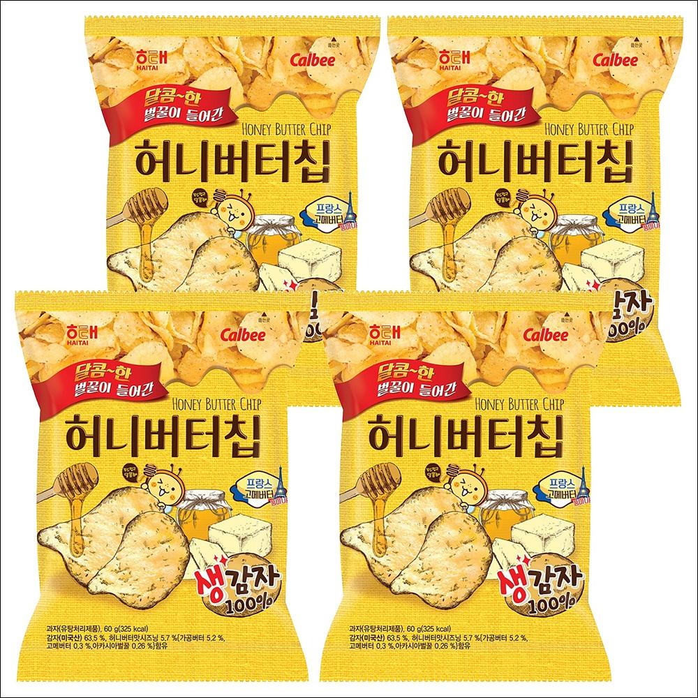 Haitai Honey Butter Chip (Sweet & Savory Potato Chips) 60g (4pack / 6pack) 60g x 4pack