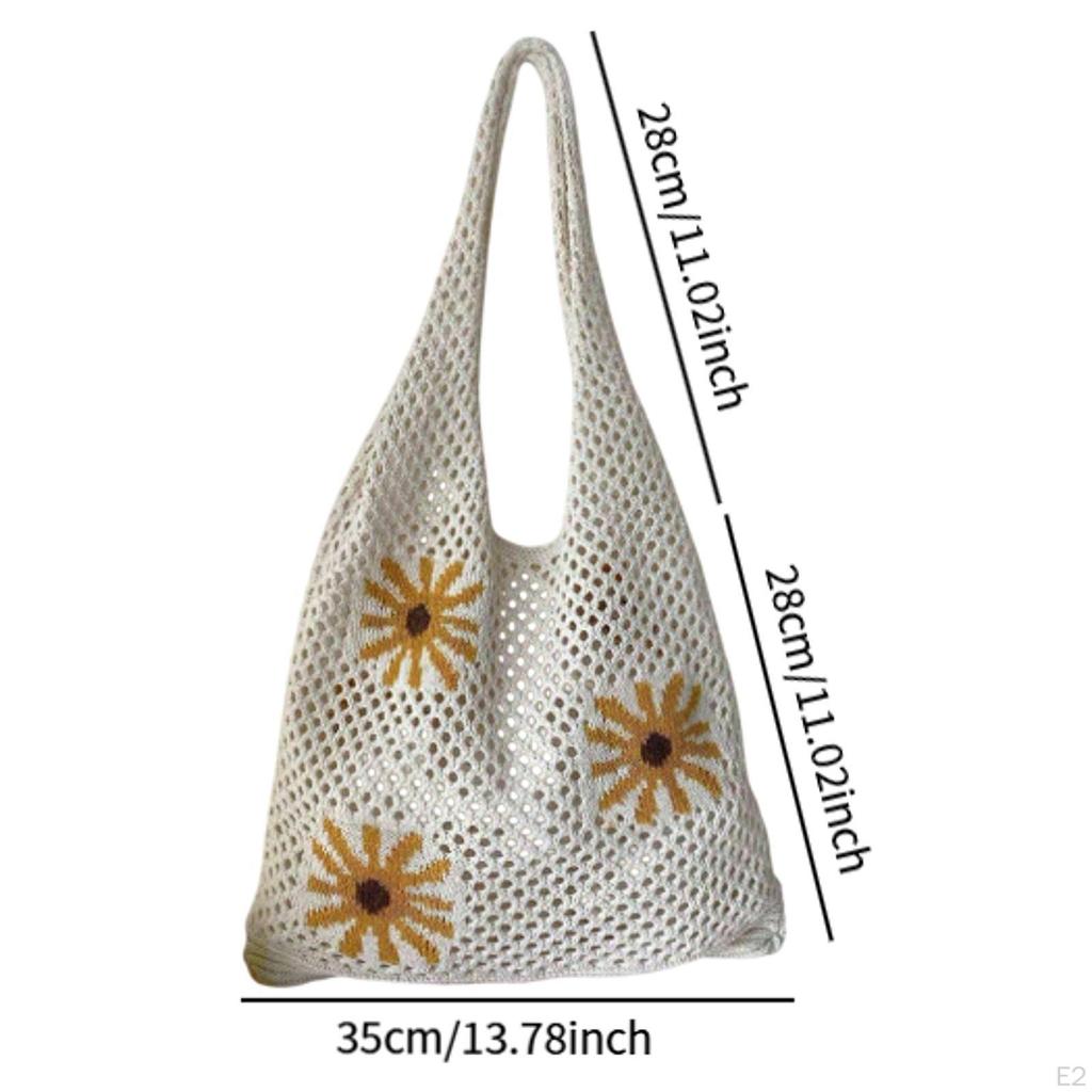 Knitted Tote Bag Chic Hobo for Seaside Holidays Birthday Gift Indoor Outdoor