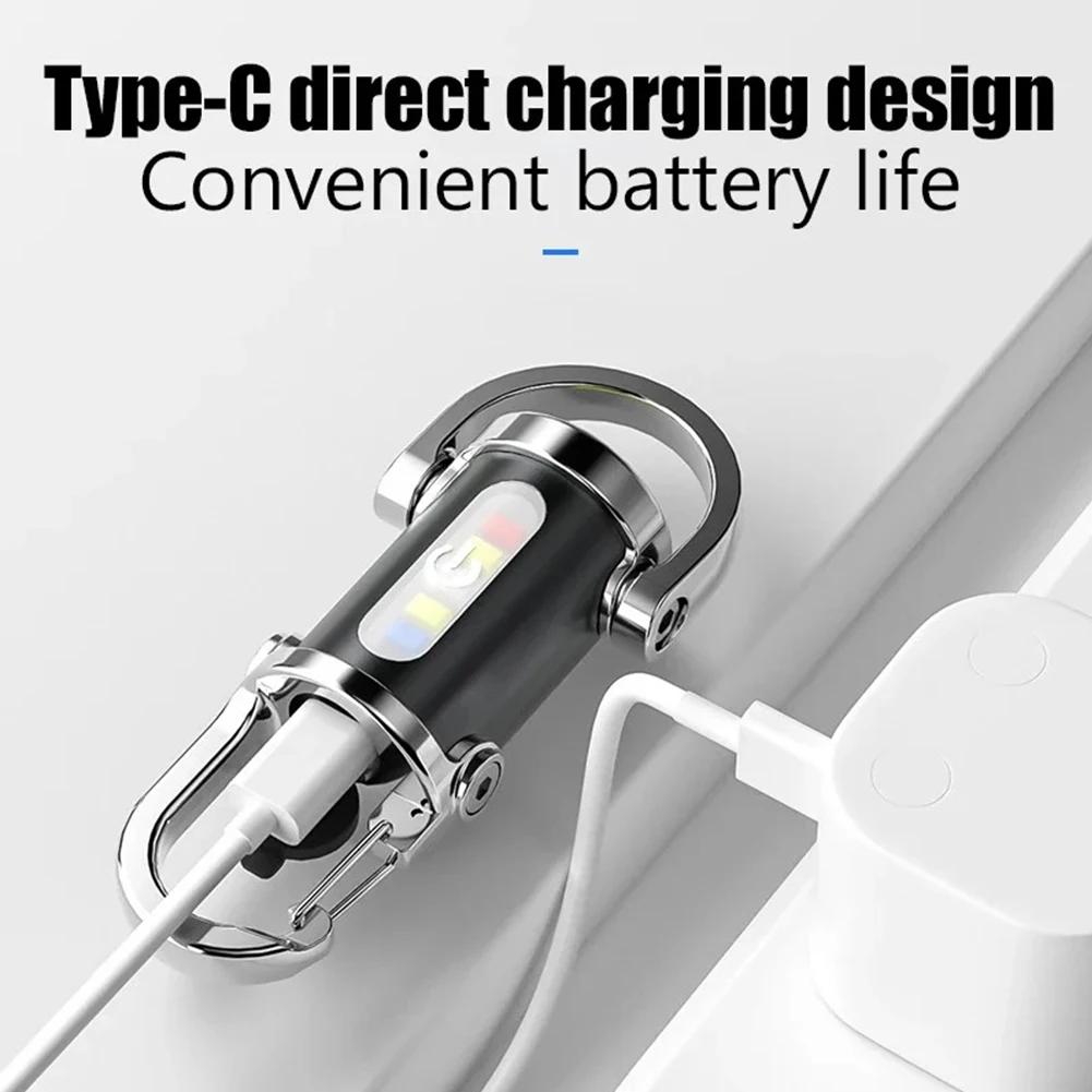 1-5PCS COB LED Keychain Flashlight Multifunctional Pocket Flashlight Ultralight Camping Flashlight for Outdoor Emergency