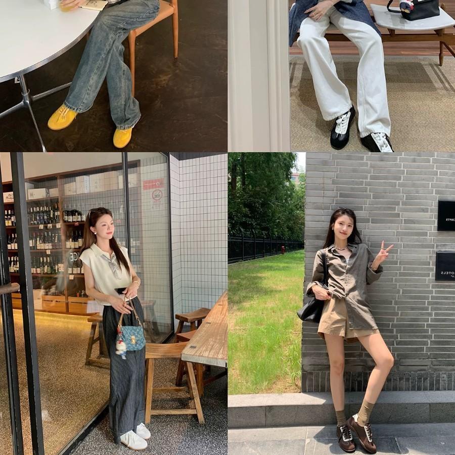 Lan Cabinet Edition~ Super Fire Retro Color Matching Thick-soled German Training Shoes Women's 2025 Autumn New Inner Height-increasing Sports 