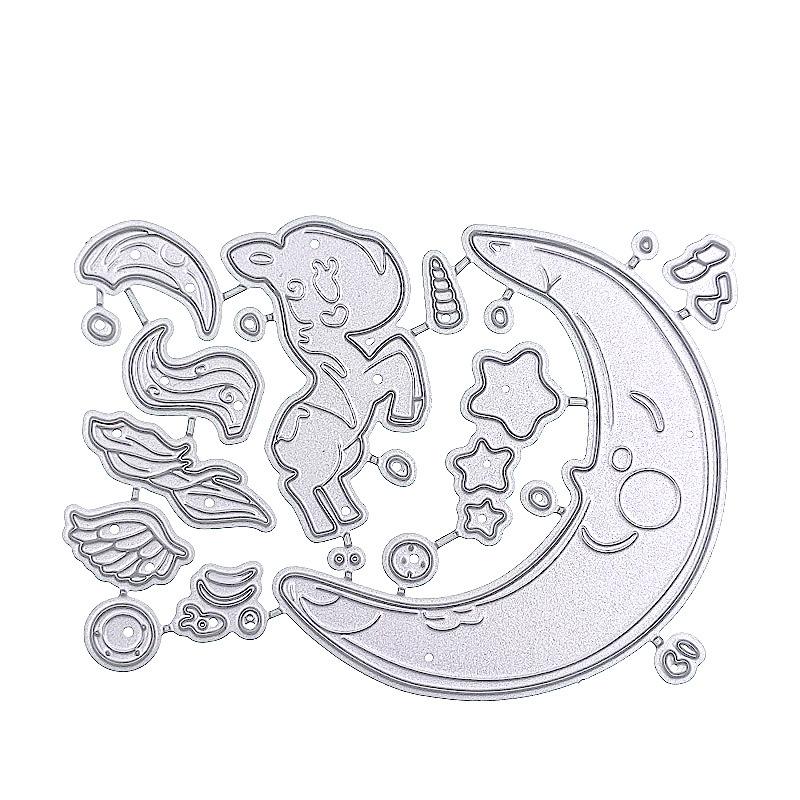 

Металлические штампы «Луна и пони», тиснение, штампы для скрапбукинга для изготовления карт, декор серебряный