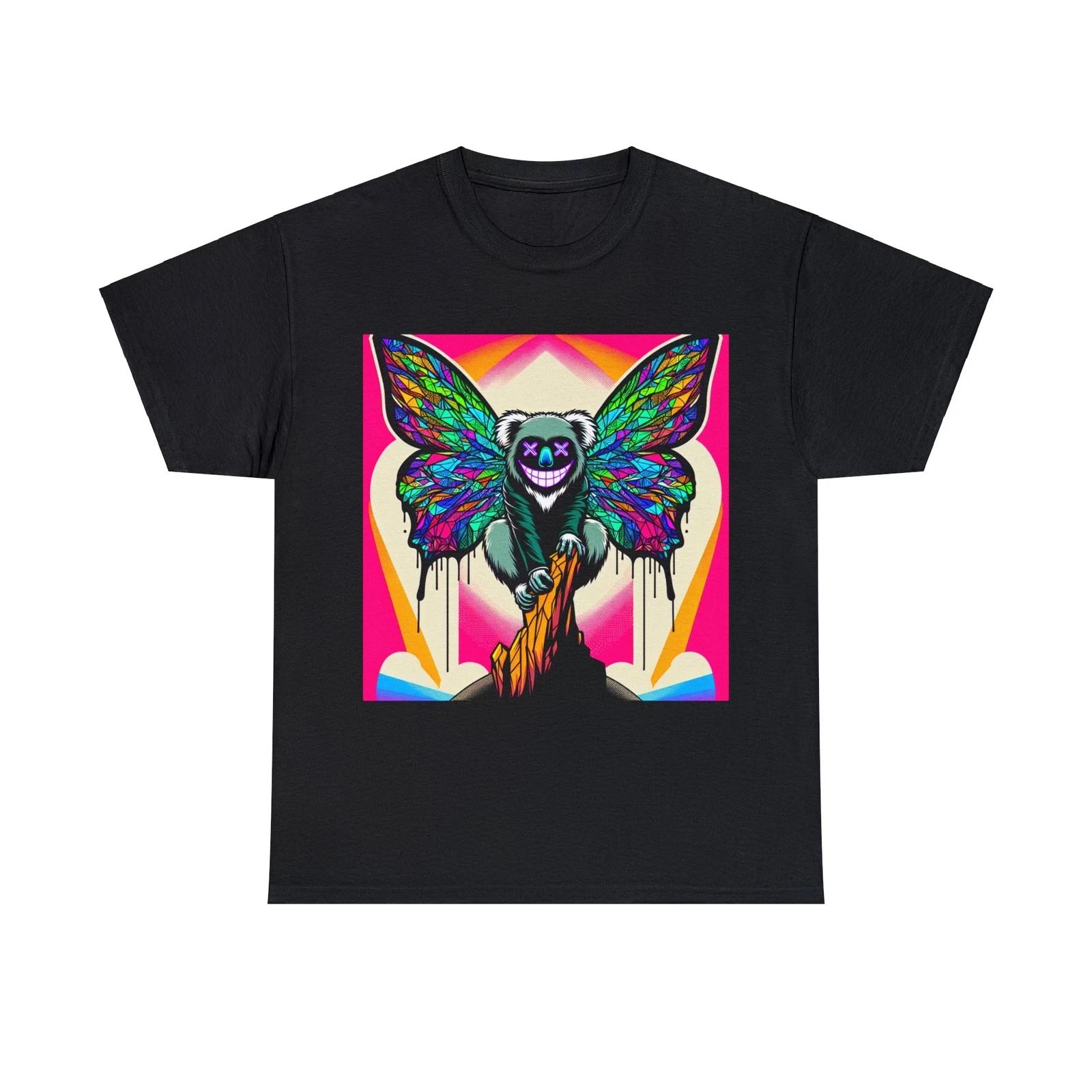 

Unisex Adult T-Shirt Psychedelic Koala Neon Butterfly Streetwear Graphic Tee S