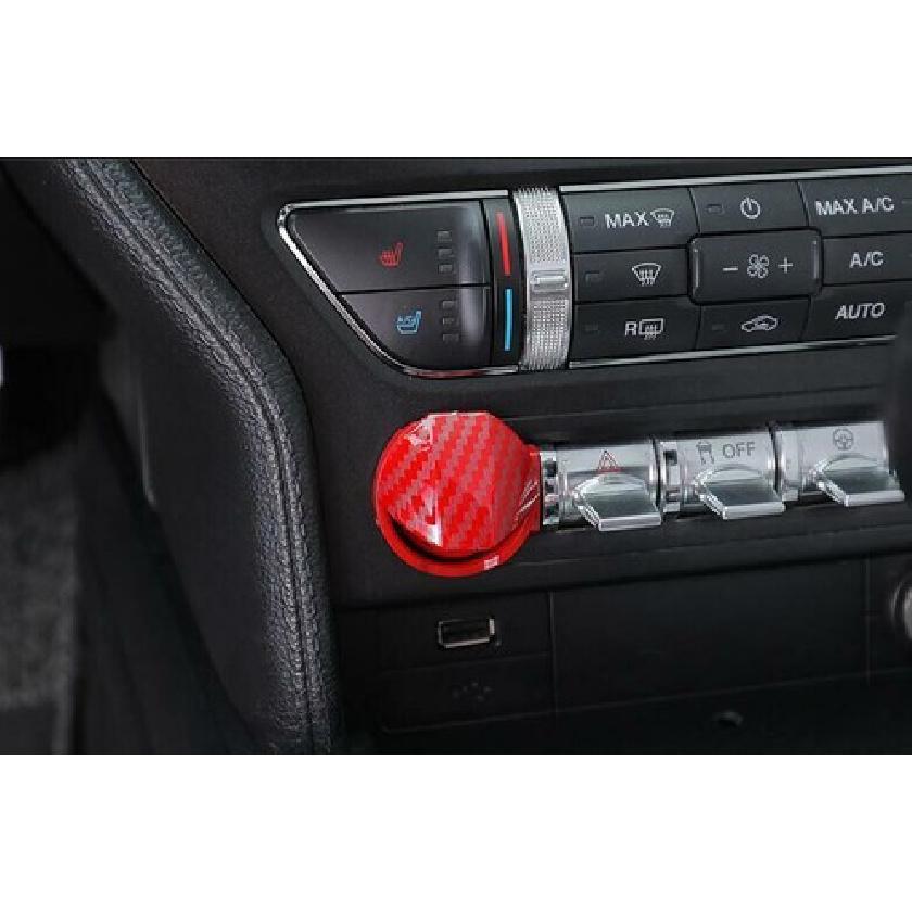 One-Click Startup Switch Button Trim For Ford Mustang 2015- Red Carbon Fiber