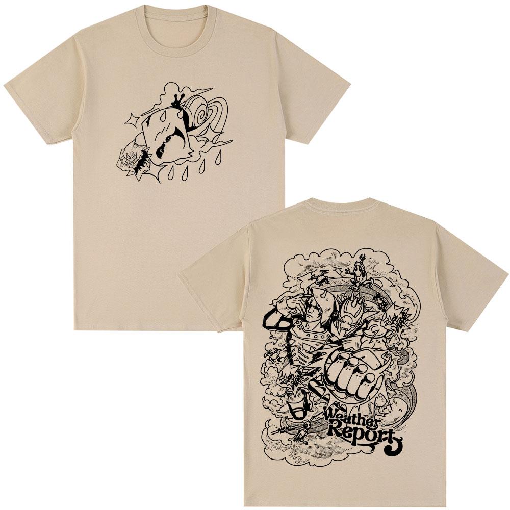 Anime Jojo Bizarre Adventure Weather Report T Shirts Men's Women Casual Cotton Short Sleeves Oversized T-shirts