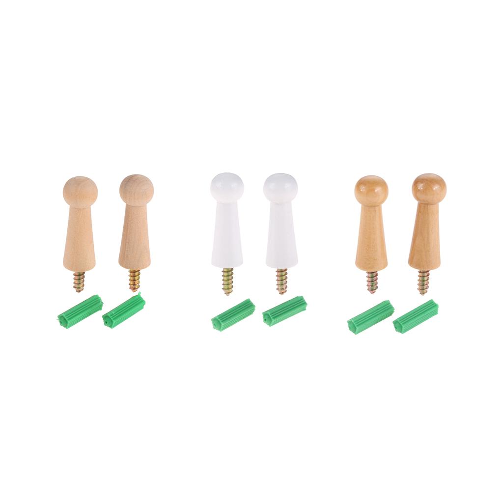 10Pc Screw-On Wooden Hook Home Wall Decor Coat Jacket Towel Mug Shaker Peg Hook +Screw Wall Mounted Door Bathroom Kitchen Hanger