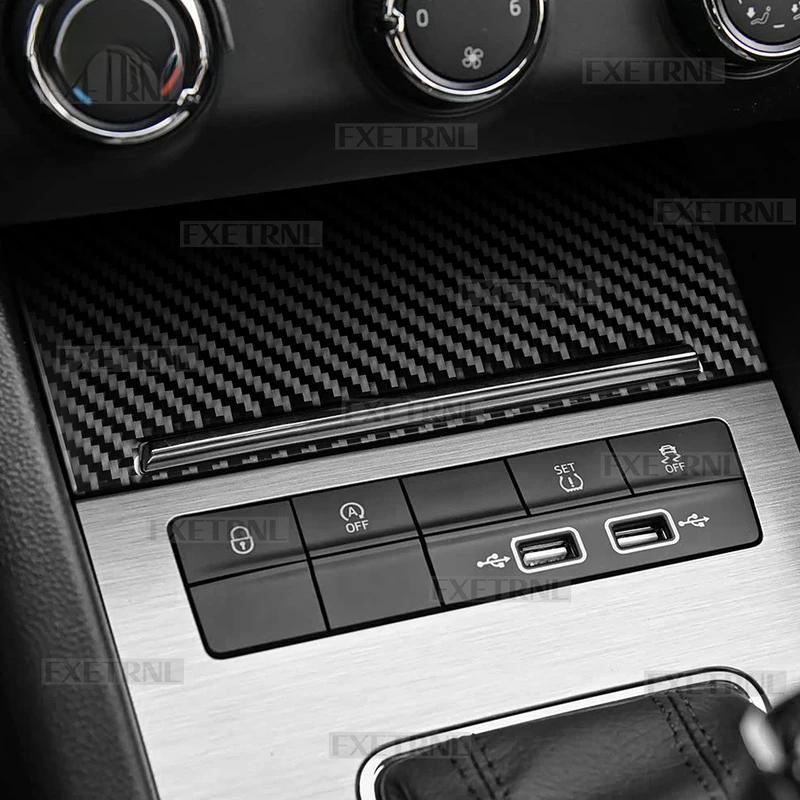 Soft Carbon Fiber Gear Shift Storage Panel Cover Trim for Skoda Octavia 2015 2016 2017 2018 2019 2020 Car Interior Accessories.