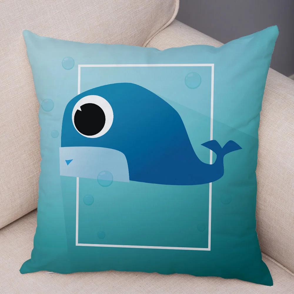 Cute Cartoon Animal Decoration Pillowcase Pig Bear Cow Shark  Sofa Room Cushion Cover Kindergarten Home