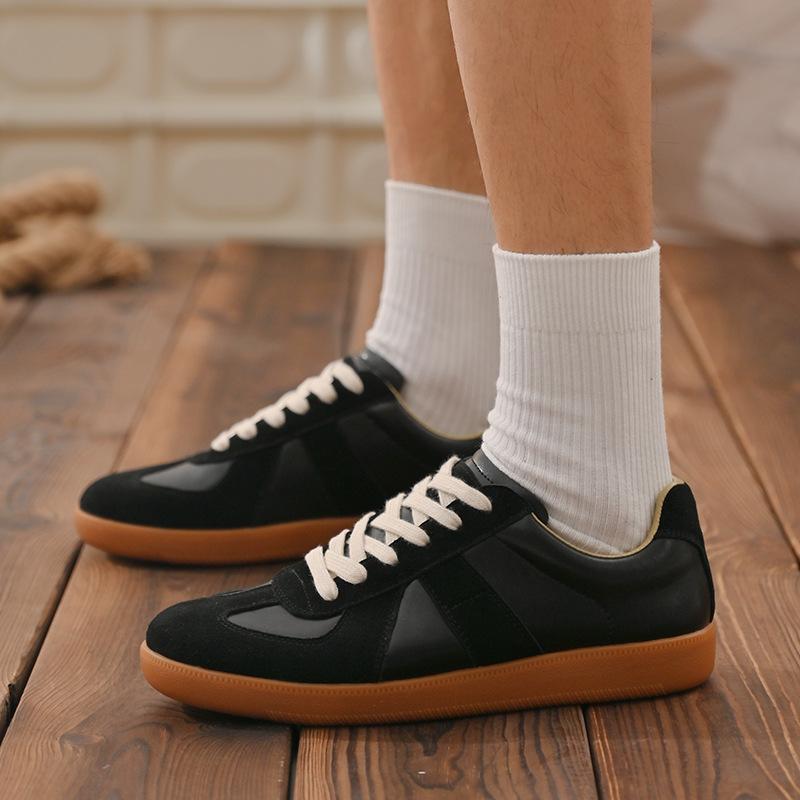 Cowhide White Shoes, Men's Sports and Leisure Leather Shoes, Flat-bottomed German Training Shoes Men's Shoes Trendy Forrest Gump Shoes Men