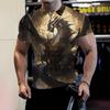 Summer New Men's Button Decoration Trend 3D Animal Print Versatile Short Sleeved Polo Shirt