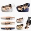 Pu Leather Womens Belt With Metal Bow Knot Buckle For Casual And Office Style