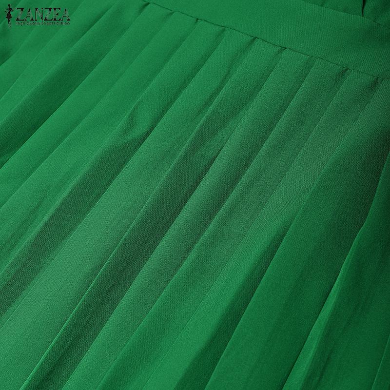 ZANZEA Women Casual V-Neck Summer Half Sleeve Long Dress