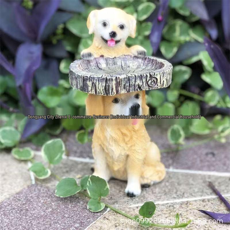 Puppy Pet Bird Feeder Resin Garden Ornament