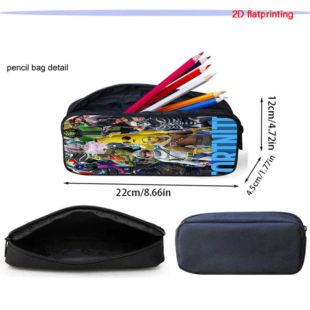 Fortnite 2-Piece Set Backpack Pencil Case Unisex Large Capacity Cartoon Schoolbag Kids Boys Girls Gift Ages 5-8