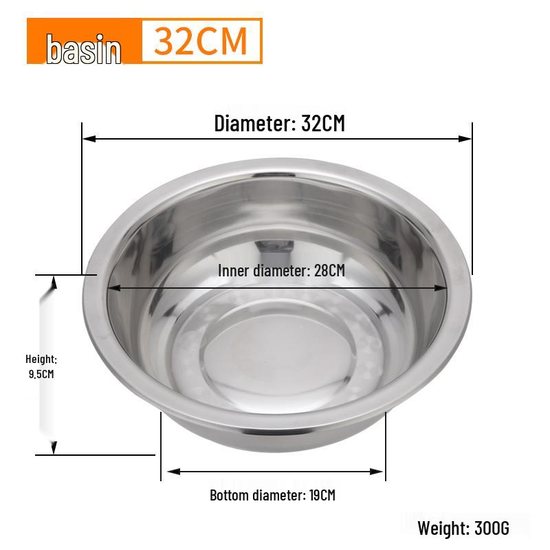 Extra Large Non-Slip Stainless Steel Bowl for Vegetables, Dough Kneading, and Laundry