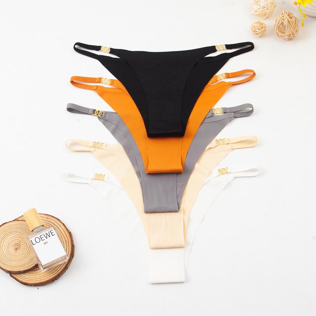 Sexy Ice Silk Low-Waist Women's Breathable Triangle Panties with Thin Straps