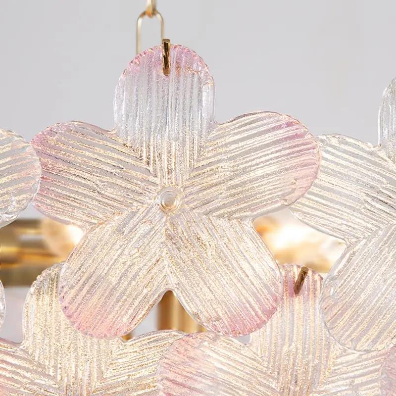 French Style LED Flower Pendant Light - Modern Glass Hanging Lamp for Living Room, Dining Room & Bedroom Home Decor