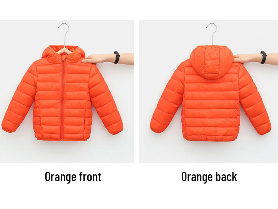 Autumn/Winter Solid Color Hooded Children's Down Cotton Jacket - Lightweight and Warm for Boys & Girls.