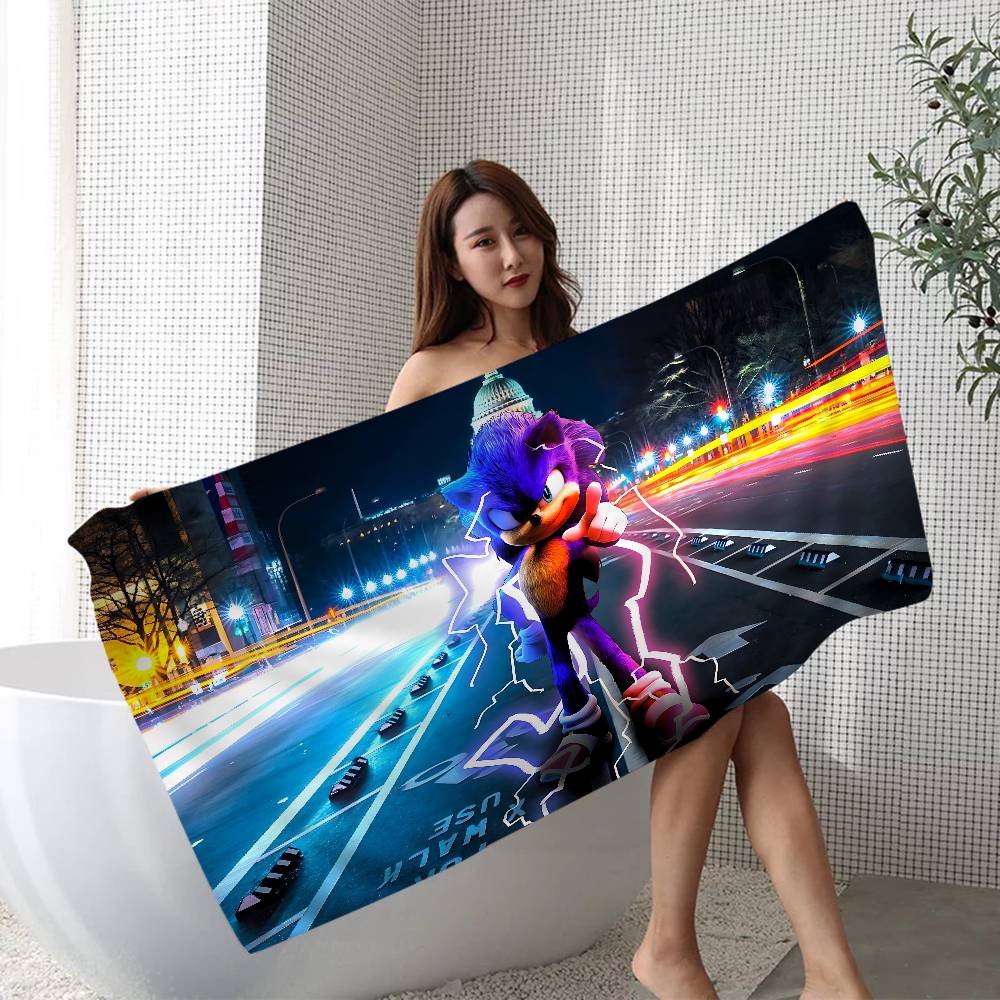 Classic Character Hit Movie Sonic Microfiber Printed Beach Towel Mountain Climbing Yoga Beach Swimming Running