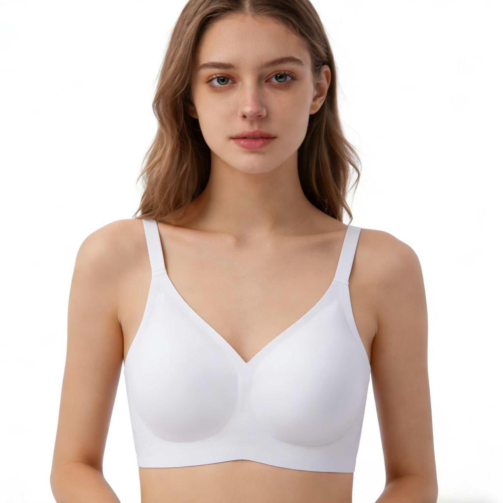 Europäischer und Amerikanischer Plus Size Gelee-Streifen Nahtloser Weicher Stütz-BH für Große Brüste – Atmungsaktive und Unsichtbare Lingerie.