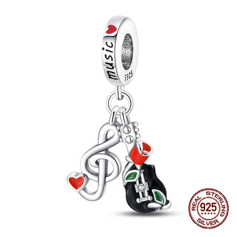 Music Lovers Earphone Tapeguitar Sax Musical Charms Beads Fit Copper Bracelets Diy Jewelry Women Party Gift