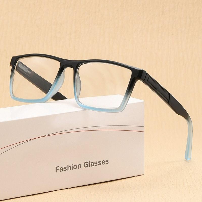 Neue modische Herren-Presbyopiebrille Retro Anti-Blaulicht HD Lesebrille Übergröße Quadratischer Rahmen Fernsichtbrille